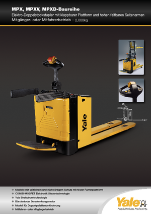 Transpaleți cu platformă, cu operare la mare înălțime Yale MP20X 