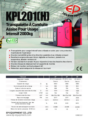 Transpaleți cu platformă, cu operare la mare înălțime EP KPL201