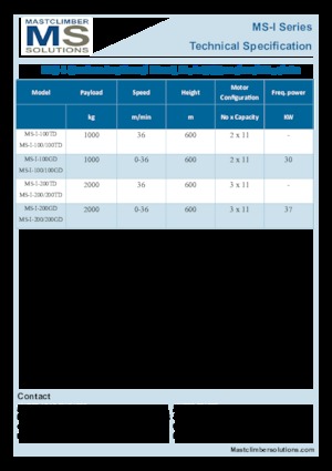 Trolii industriale Mastclimber Solutions MS-I-100/100GD