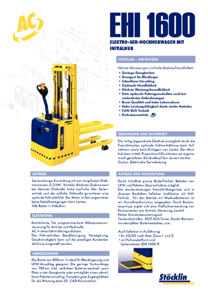 Stackere (transpaleți) mobile Stöcklin EHI 1600