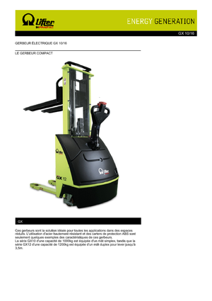 Stackere (transpaleți) mobile PRAMAC Lifter GX 10/16