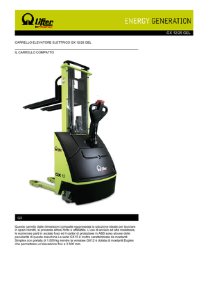 Stackere (transpaleți) mobile PRAMAC Lifter GX 12/25 GEL