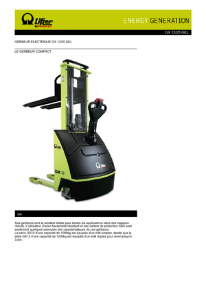 Stackere (transpaleți) mobile PRAMAC Lifter GX 12/25 GEL