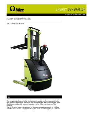 Stackere (transpaleți) mobile PRAMAC Lifter GX 12/25 Straddle GEL