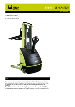 Stackere (transpaleți) mobile PRAMAC Lifter GX 12/29 GEL