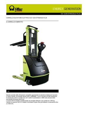 Stackere (transpaleți) mobile PRAMAC Lifter GX 12/29 Straddle Plus