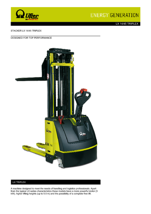 Stackere (transpaleți) mobile PRAMAC Lifter LX 14/45 Triplex