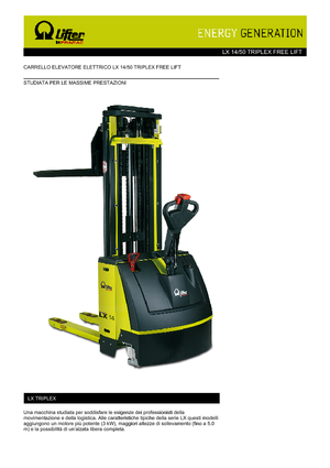 Stackere (transpaleți) mobile PRAMAC Lifter LX 14/50 Triplex-Free Lift