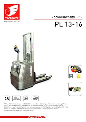 Stackere (transpaleți) mobile Pegasolift PL 16 Inox 