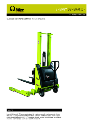 Stackere (transpaleți) mobile PRAMAC Lifter TX 10/16 Straddle