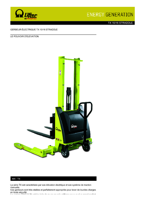 Stackere (transpaleți) mobile PRAMAC Lifter TX 10/16 Straddle