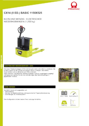 Transpalete cu operator pedestru PRAMAC Lifter CX 14 Basic GEL