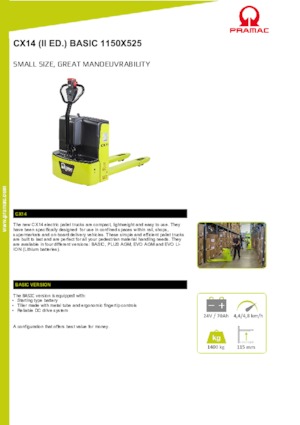 Transpalete cu operator pedestru PRAMAC Lifter CX 14 Basic GEL