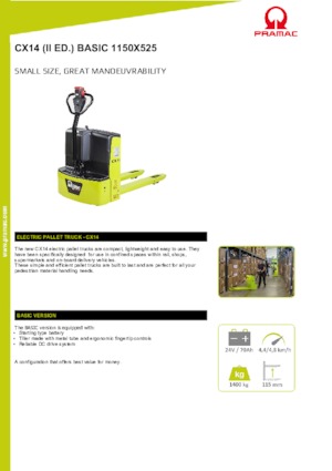 Transpalete cu operator pedestru PRAMAC Lifter CX 14 Basic GEL