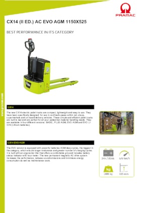 Transpalete cu operator pedestru PRAMAC Lifter CX 14 EVO GEL