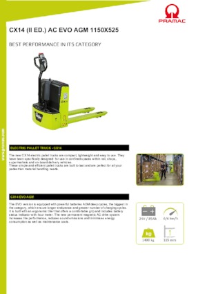 Transpalete cu operator pedestru PRAMAC Lifter CX 14 EVO GEL