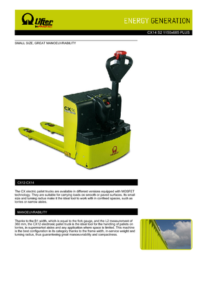 Transpalete cu operator pedestru PRAMAC Lifter CX 14 Plus