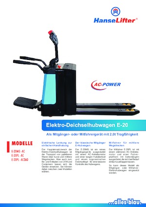 Transpalete cu operator pedestru HanseLifter E-20MG-AC