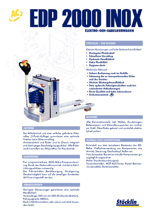 Transpalete cu operator pedestru Stöcklin EDP 2000 Inox
