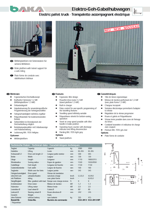 Transpalete cu operator pedestru Baka EGU 2013