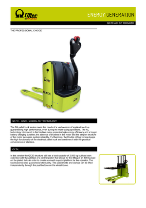 Transpalete cu operator pedestru PRAMAC Lifter QX 18