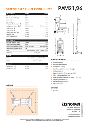 Nacele verticale cu un singur catarg Snorkel PAM26AC