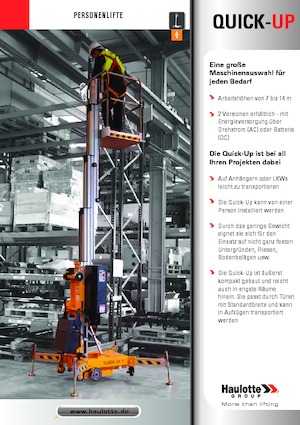 Nacele verticale cu un singur catarg Haulotte QuickUp 7