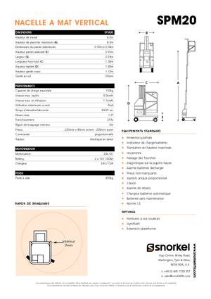Nacele verticale cu un singur catarg Snorkel SPM20