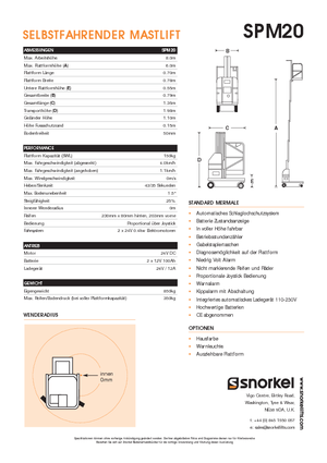 Nacele verticale cu un singur catarg Snorkel SPM20