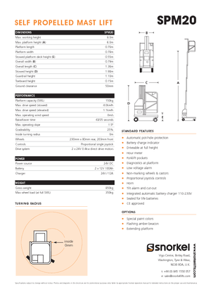 Nacele verticale cu un singur catarg Snorkel SPM20