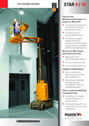 Nacele verticale cu un singur catarg Haulotte Star 10