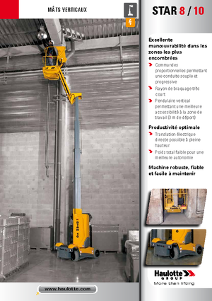 Nacele verticale cu un singur catarg Haulotte Star 10