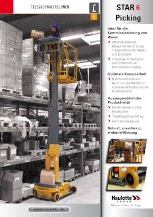 Nacele verticale cu un singur catarg Haulotte Star 6 Picking