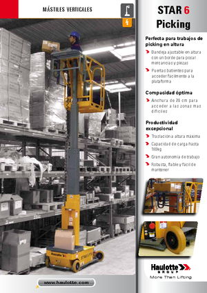 Nacele verticale cu un singur catarg Haulotte Star 6 Picking