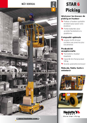 Nacele verticale cu un singur catarg Haulotte Star 6 Picking