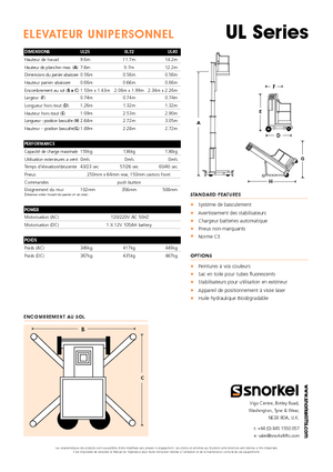 Nacele verticale cu un singur catarg Snorkel UL32AC