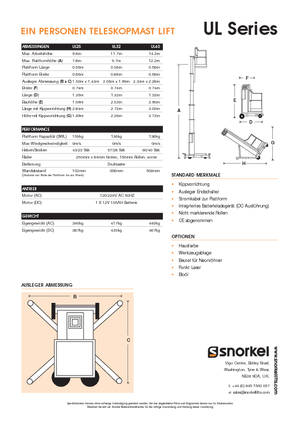 Nacele verticale cu un singur catarg Snorkel UL40AC
