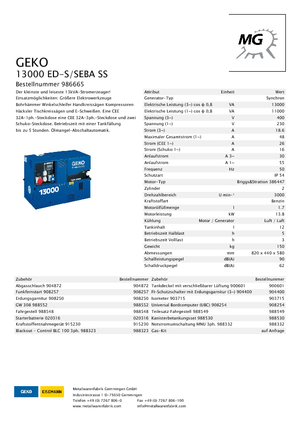 Generatoare de curent pe benzină Geko ® 13000 ED-S/SEBA