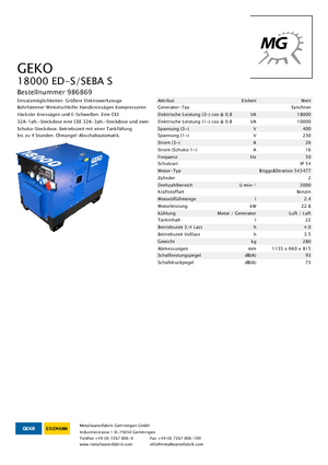 Generatoare de curent pe benzină Geko ® 18000 ED-S/SEBA