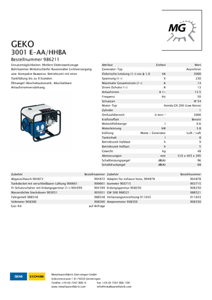 Generatoare de curent pe benzină Geko ® 3001 E-A/HHBA