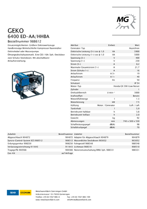 Generatoare de curent pe benzină Geko ® 6400 ED-AA/HHBA