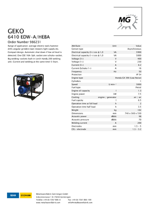 Generatoare de curent pe benzină Geko ® 6410 EDW-A/HEBA