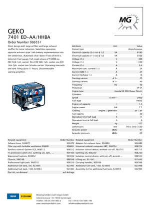 Generatoare de curent pe benzină Geko ® 7401 ED-AA/HHBA