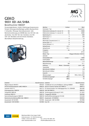 Generatoare de curent pe benzină Geko ® 9001 ED-AA/SHBA