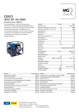Generatoare de curent pe benzină Geko ® 9002 ED-AA/SEBA*