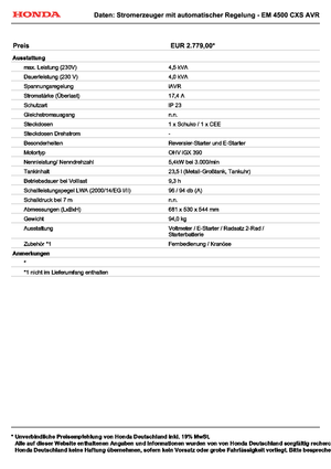 Generatoare de curent pe benzină Honda EM 4500 CXS