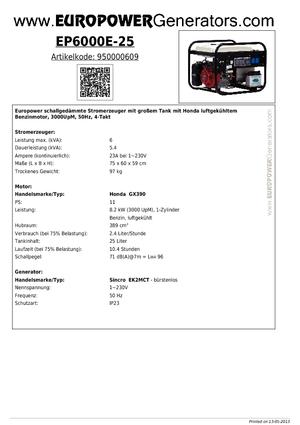 Generatoare de curent pe benzină Europower EP6000E-25 (S)