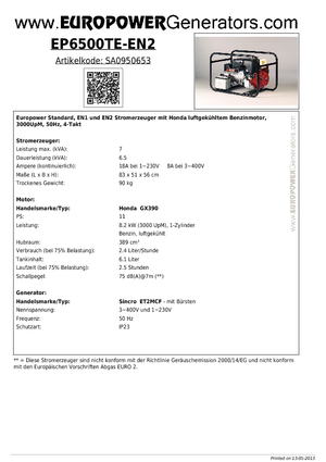 Generatoare de curent pe benzină Europower EP6500TE-EN2 (S)