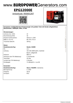 Generatoare de curent pe benzină Europower EPG12000E (S)
