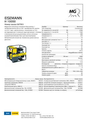 Generatoare de curent pe benzină Eisemann H 10000